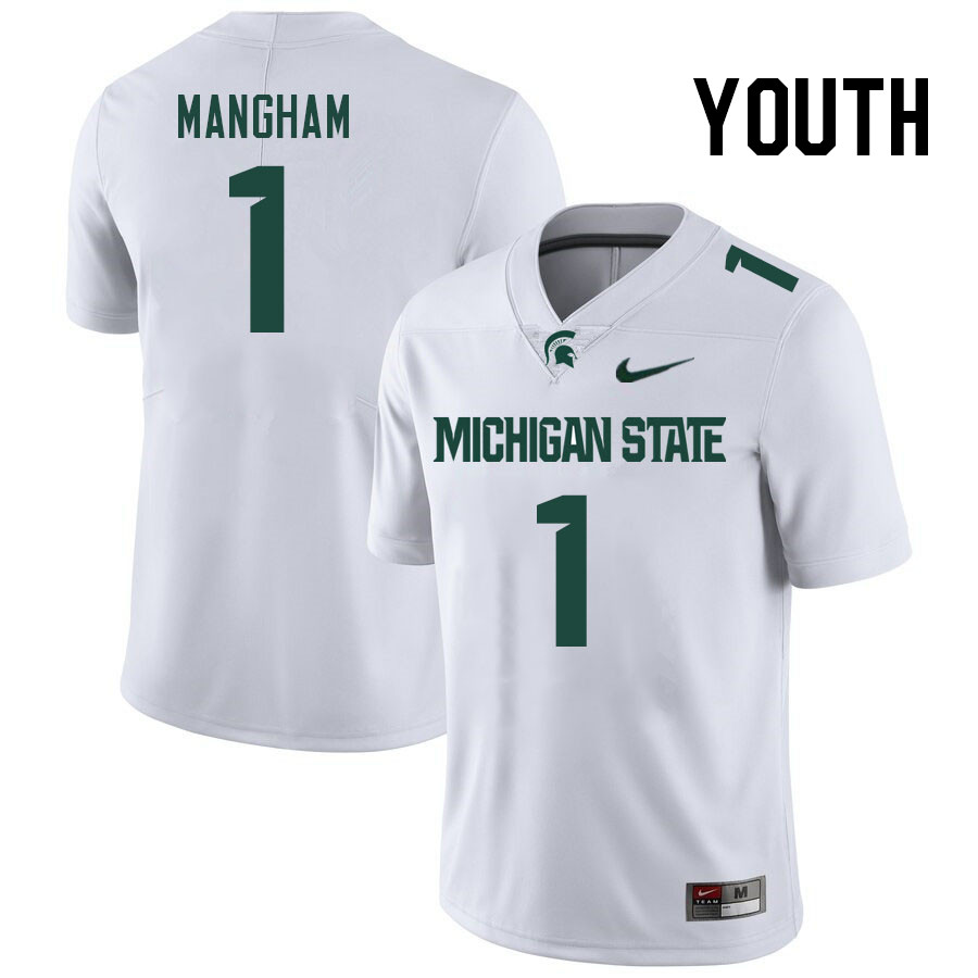 Youth #1 Jaren Mangham Michigan State Spartans College Football Jerseys Stitched-White